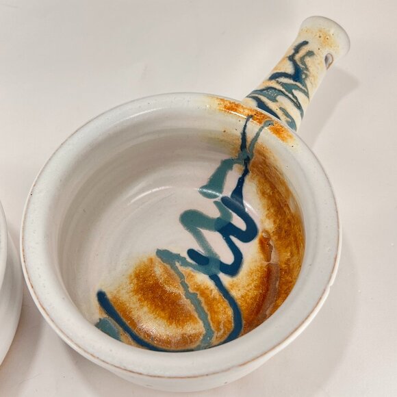 Brenner Tolliver Pottery Handcrafted White Stoneware Soup Bowl Hollow Handle - Picture 7 of 15